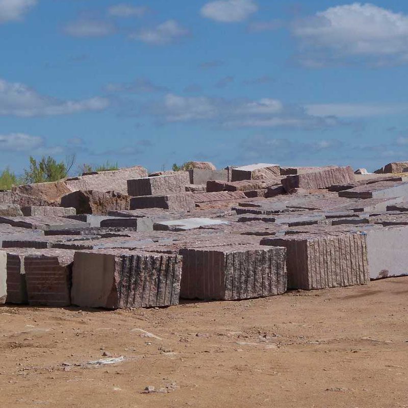 Large display of granite jetty cut from the quarry
