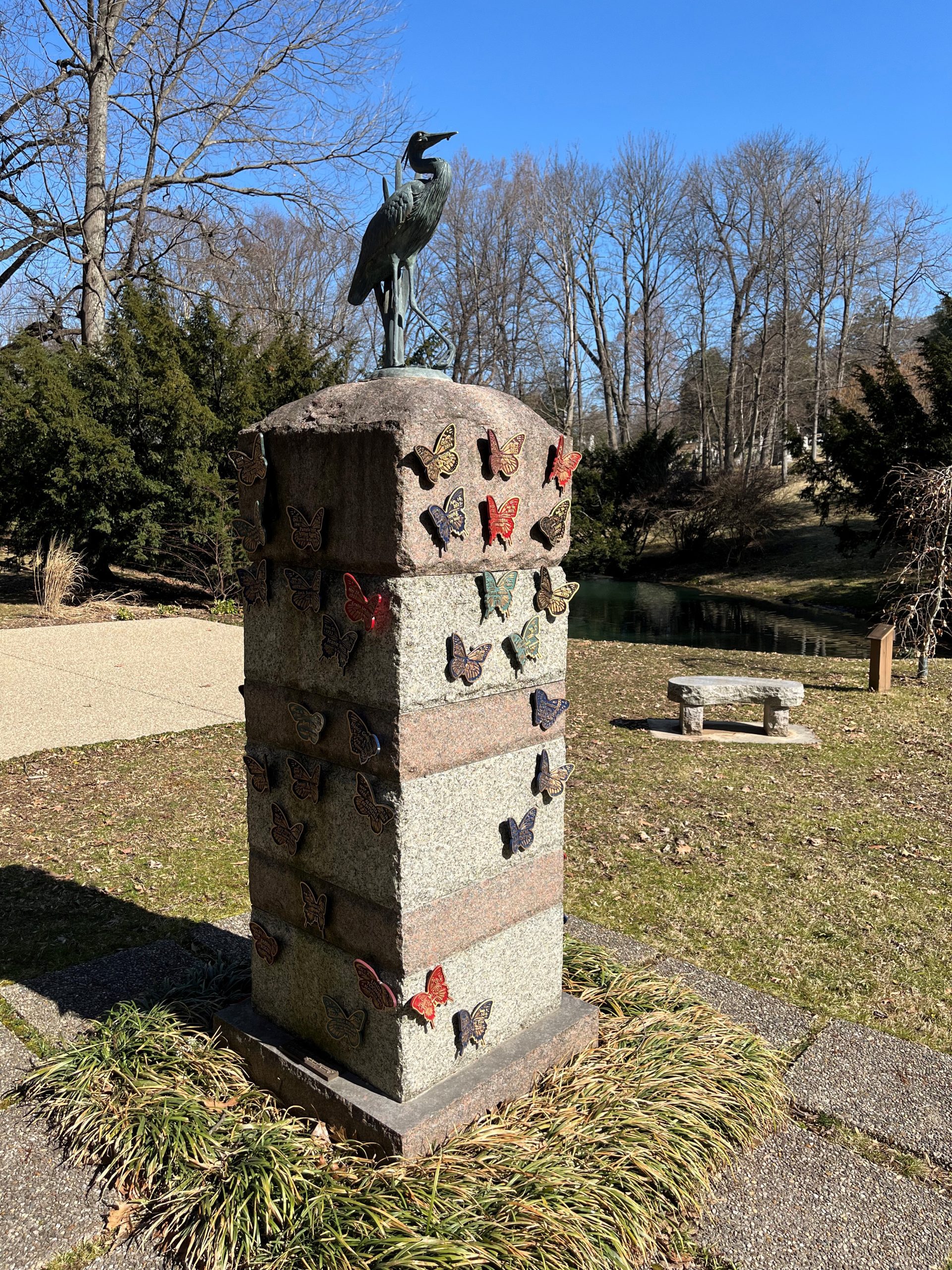 Scatter Garden Monument with Bronze Butterflies